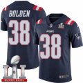 Youth Nike New England Patriots #38 Brandon Bolden Limited Navy Blue Rush Super Bowl LI 51 NFL Jersey