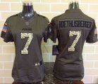Women Nike Pittsburgh Steelers #7 Ben Roethlisberger Green Salute to Service Jerseys