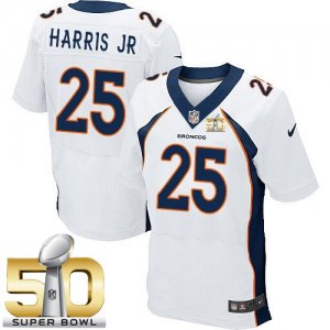 Nike Denver Broncos #25 Chris Harris Jr White Super Bowl 50 Men Stitched NFL New Elite Jersey