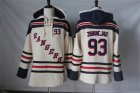 Mens New York Rangers #93 Mika Zibanejad Cream Sawyer Hooded Sweatshirt Stitched NHL Jersey