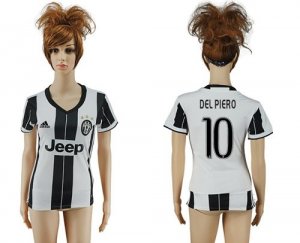 Womens Juventus #10 Del Piero Home Soccer Club Jersey