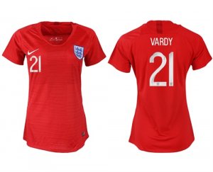 England 21 VARDY Away Women 2018 FIFA World Cup Soccer Jersey