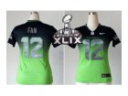 2015 Super Bowl XLIX Nike women jerseys seattle seahawks #12 fan blue-green[Elite II drift fashion]