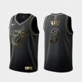 Heat #3 Dwyane Wade Black Gold Nike Swingman Jersey