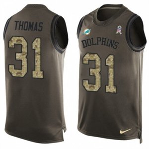 Mens Nike Miami Dolphins #31 Michael Thomas Limited Green Salute to Service Tank Top NFL Jersey