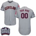 Mens Majestic Cleveland Indians Customized Grey 2016 World Series Bound Flexbase Authentic Collection MLB Jersey