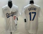 Men's Los Angeles Dodgers #17 Shohei Ohtani Number White Gold Championship Stitched Cool Base Nike Jersey