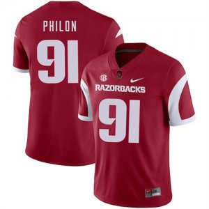 Arkansas Razorbacks 91 Darius Philon Red College Football Jersey