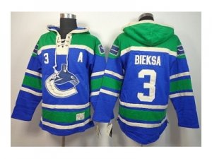 nhl jerseys vancouver canucks #3 bieksa blue-green[pullover hooded sweatshirt][patch A]