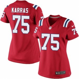 Women\'s Nike New England Patriots #75 Ted Karras Limited Red Alternate NFL Jersey
