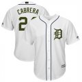 Tigers #24 Miguel Cabrera White 2018 Memorial Day Cool Base Jersey