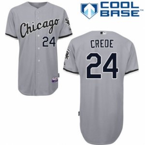 Men\'s Majestic Chicago White Sox #24 Joe Crede Authentic Grey Road Cool Base MLB Jersey