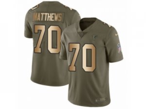 Men Nike Atlanta Falcons #70 Jake Matthews Limited Olive Gold 2017 Salute to Service NFL Jersey