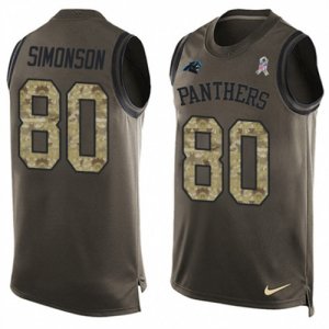 Mens Nike Carolina Panthers #80 Scott Simonson Limited Green Salute to Service Tank Top NFL Jersey