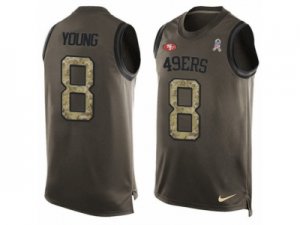 Mens Nike San Francisco 49ers #8 Steve Young Limited Green Salute to Service Tank Top NFL Jersey