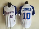 Men's Majestic Atlanta Braves #10 Chipper Jones White Throwback Jersey