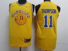 Warriors #11 Klay Thompson Yellow Throwback Nike Authentic Jersey