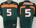 NCAA Miami Hurricanes #5 Johnson green Jerseys