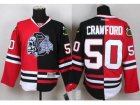 NHL Chicago Blackhawks #50 Corey Crawford Red Black Split White Skull Stitched jerseys