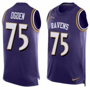 Mens Nike Baltimore Ravens #75 Jonathan Ogden Limited Purple Player Name & Number Tank Top NFL Jersey