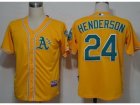 MLB Oakland Athletics #24 Ricky Henderson Yellow Jersey
