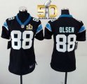 Women Nike Panthers #88 Greg Olsen Black Team Color Super Bowl 50 Stitched Jersey