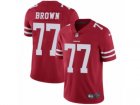 Mens Nike San Francisco 49ers #77 Trent Brown Vapor Untouchable Limited Red Team Color NFL Jersey