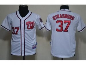 Youth Washington Nationals #37 Stephen Strasburg White Jerseys