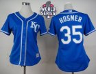 Women Kansas City Royals #35 Eric Hosmer Blue Alternate 2 W 2015 World Series Patch Stitched MLB Jersey