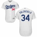 Men's Majestic Los Angeles Dodgers #34 Fernando Valenzuela White Flexbase Authentic Collection MLB Jersey