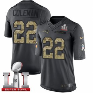 Mens Nike New England Patriots #22 Justin Coleman Limited Black 2016 Salute to Service Super Bowl LI 51 NFL Jersey