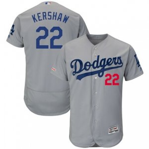 Dodgers #22 Clayton Kershaw Gray 150th Patch Flexbase Jersey