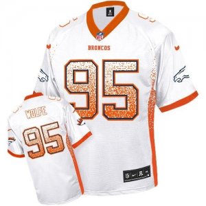 Nike Denver Broncos #95 Derek Wolfe White Men Stitched NFL Elite Drift Fashion Jersey