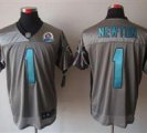 Nike Panthers #1 Cam Newton Grey Shadow With Hall of Fame 50th Patch NFL Elite Jersey