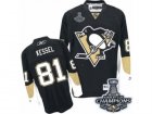 Mens Reebok Pittsburgh Penguins #81 Phil Kessel Premier Black Home 2017 Stanley Cup Champions NHL Jersey