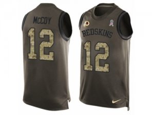 Mens Nike Washington Redskins #12 Colt McCoy Limited Green Salute to Service Tank Top NFL Jersey