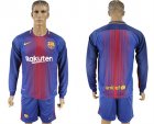 2017-18 Barcelona Home Long Sleeve Soccer Jersey