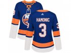 Women Adidas New York Islanders #3 Travis Hamonic Royal Blue Home Authentic Stitched NHL Jersey