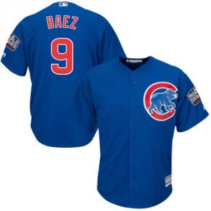 Men\'s Chicago Cubs #9 Javier Baez Majestic blue Cool Base 2016 World Series Jersey