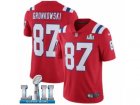 Men Nike New England Patriots #87 Rob Gronkowski Red Alternate Vapor Untouchable Limited Player Super Bowl LII NFL Jersey
