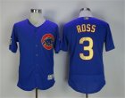 Chicago Cubs #3 David Ross Blue World Series Champions Gold Program Flexbase Jersey