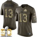 Youth Nike Panthers #13 Kelvin Benjamin Green Super Bowl 50 Stitched Salute to Service Jersey