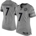 Women Nike Steelers #7 Ben Roethlisberger Gray Stitched NFL Limited Gridiron Gray Jersey