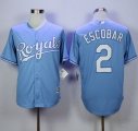Kansas City Royals #2 Alcides Escobar Light Blue Alternate 1 New Cool Base Stitched MLB Jersey