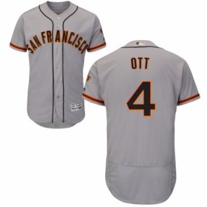 Mens Majestic San Francisco Giants #4 Mel Ott Grey Flexbase Authentic Collection MLB Jersey