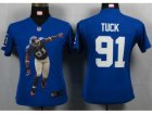 Nike Womens New York Giants #91 Tuck Blue Portrait Fashion Game Jerseys