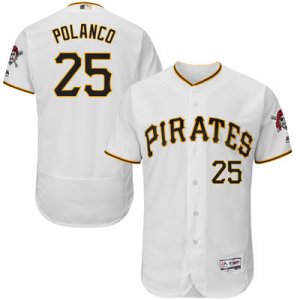 2016 Men Pittsburgh Pirates #25 Gregory Polanco Majestic White Flexbase Authentic Collection Player Jersey