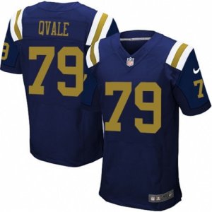 Mens Nike New York Jets #79 Brent Qvale Elite Navy Blue Alternate NFL Jersey