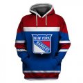 NY Rangers Blue Red All Stitched Hooded Sweatshirt