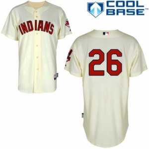 Men\'s Majestic Cleveland Indians #26 Mike Napoli Replica Cream Alternate 2 Cool Base MLB Jersey